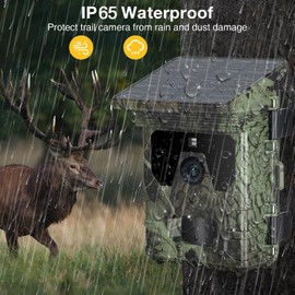 Solar Trail Camera 4K 50 MP, IP65 Waterproof Solar Trail Camera with NightVision Loop Recording, Motion Activated Tracking Game Camera, Cameras for Outdoor Monitoring