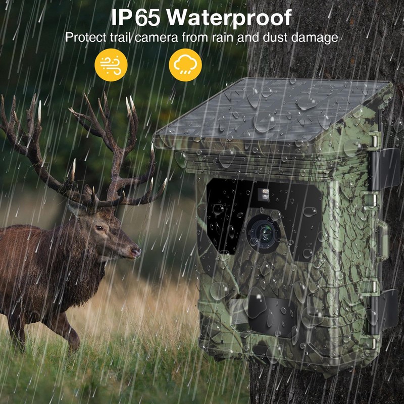 Solar Trail Camera 4K 50 MP, IP65 Waterproof Solar Trail