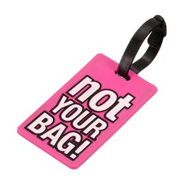 MECCANIXITY Luggage Tag, PVC Identifier Card Holder Label, Not Your Bag Pattern Travel Bag Tag with Adjustable Strap for Baggage Suitcase, Pink