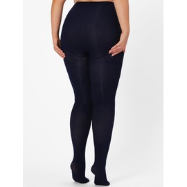 DancMolly Plus Size 240D Opaque Navy Tights for Women Control Top Thick Thermal High Elastic Warm Winter Pantyhose XL