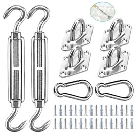 40 PCS Triangle Rectangle Shade Sail Hardware Kit - Retractable 5'' to 7'' 304 Heavy Duty Stainless Steel Installation Replacement for Patio Garden Sun Shade Sail Canopy Hardware Installation Kit