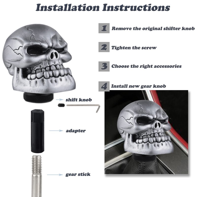Padaodao Skull Gear Knob Car Shift Handle Head Accessories for