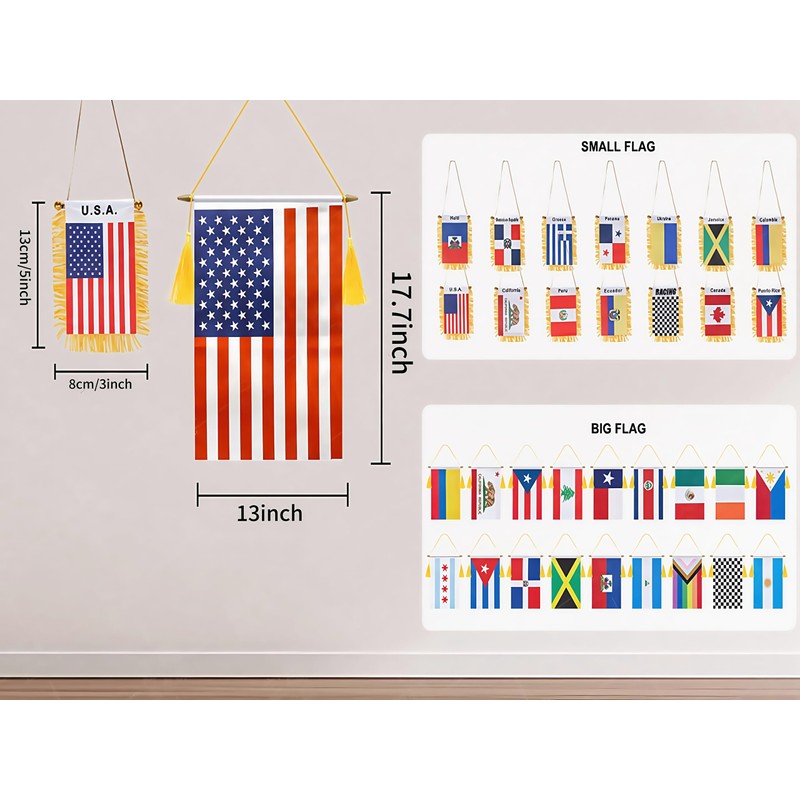 2 Pack Panama Wall Flags Banner, Mini Panamanian Hanging car