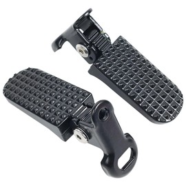 2pcs Bike Rear Pedals, Aluminium Foot Peg Non-Slip Foldable Bicycle Footrests for E-Bike, Mountain Bike, Folding Bicycle(Black)