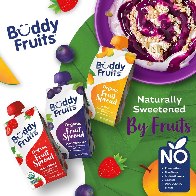 Buddy Fruits Organic Concord Grape Fruit Spread 13 oz (Pack