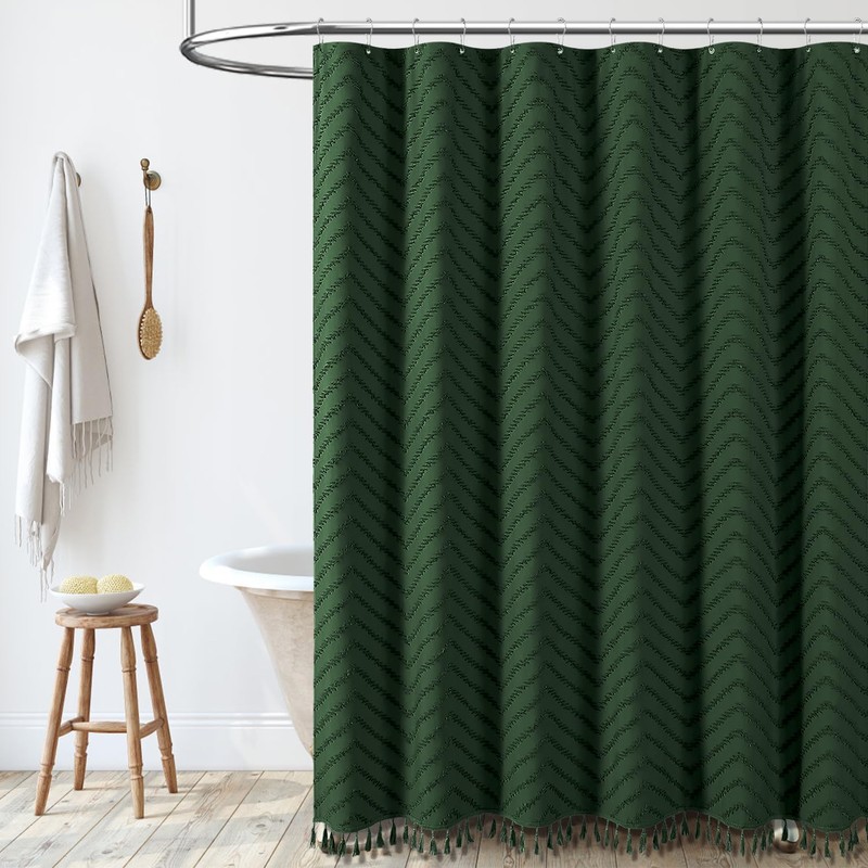 Dynamene Stall Fabric Shower Curtain, 54x78 Inch Boho Tufted Chevron