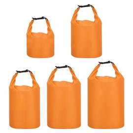 PATIKIL Waterproof Dry Bags, 5 Pack Portable Dry Sack Roll Top Bag Lightweight Dry Storage Bag for Gym Kayaking Hiking Swimming Camping, Orange, (1.5L, 2.5L, 3.5L, 4.5L, 6L)