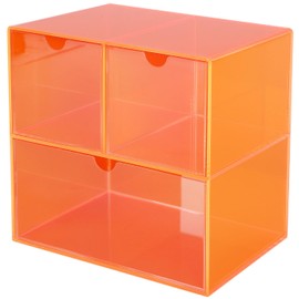 Gelite Desk Organizer with 3 Storage Drawers for Makeup Office Acrylic Desktop Drawer Organizer for Vanity Office Organization and Storage Box, Neon Orange