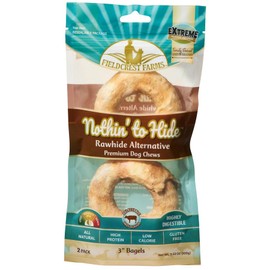Fieldcrest Farms Nothing to Hide Natural Rawhide Alternative Beef Bagels for Dogs - 3 Pack Bundle & Magnet (6 Total Bagels) Premium Easily Digestible Chews Great for Dental Health (Bagels 3 Pack)