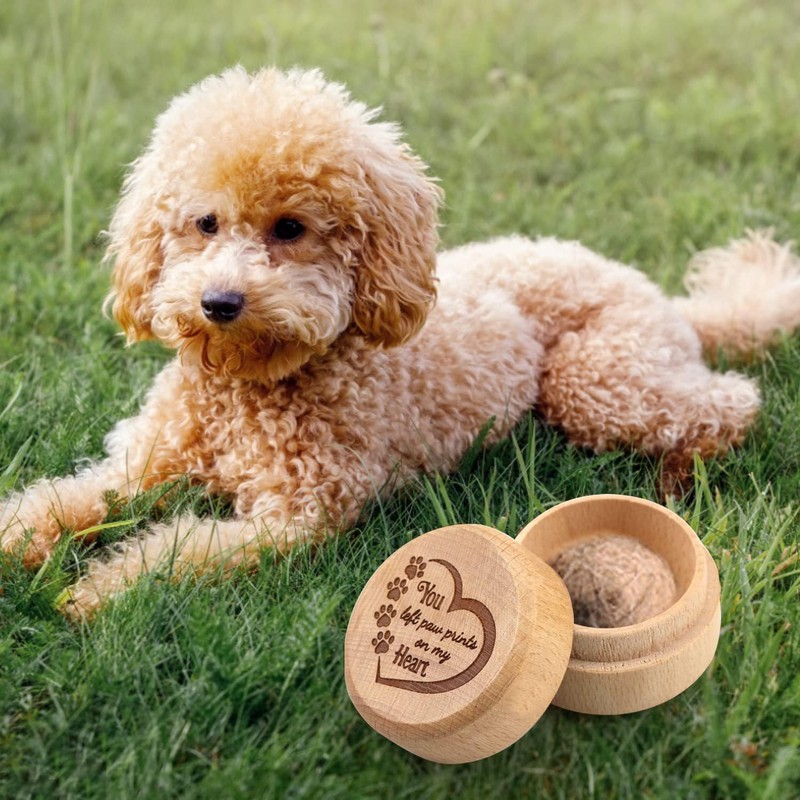 Prinomor Pet Hair Keepsake Box Wooden Pet Fur Memorial Box