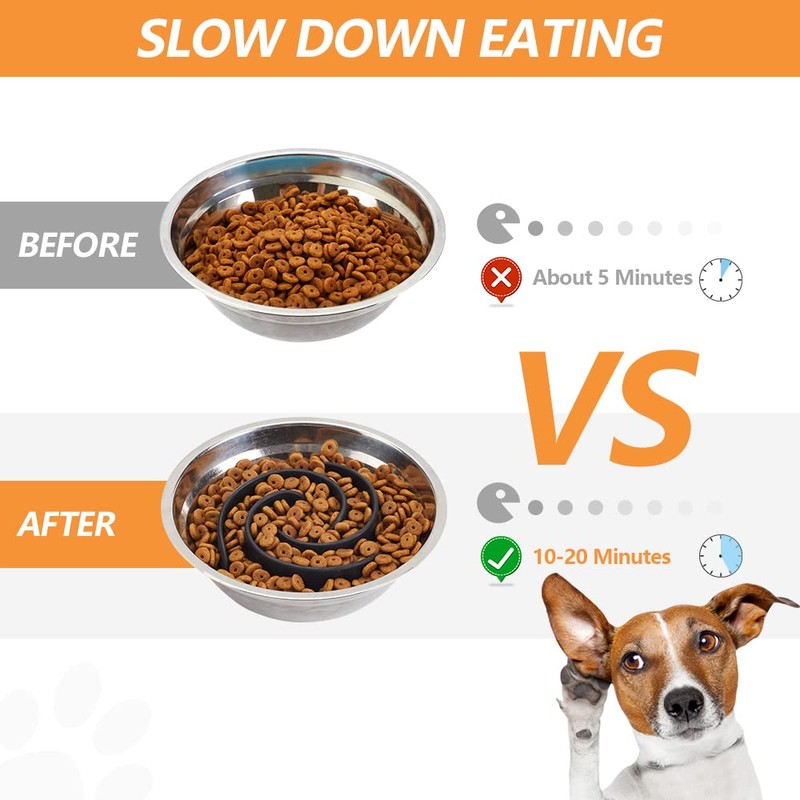 Slow Feeder Dog Bowls Insert, Animire Soft Silicone Slow Eating