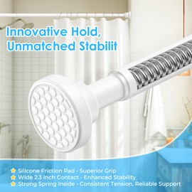 AIZESI Tension Shower Rod 36-63 Inch, 1 Inch Diameter White Tension Curtain Rod Adjustable Curtain Rod Non-Drilling, Anti-Slip Tension Rod, Anti-Rust Shower Curtain Rod