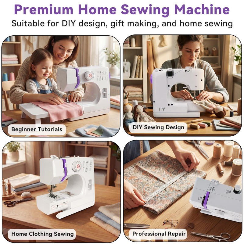 Portable Mini Sewing Machine for Beginners, 14 Stitches & Extension