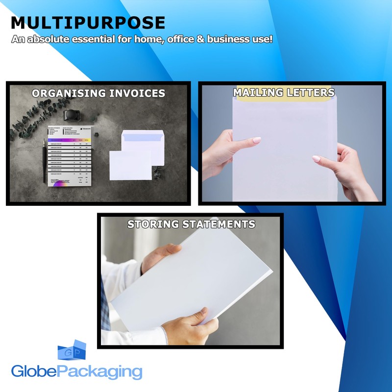 GP Globe Packaging 50 x C6 A6 White Plain Self