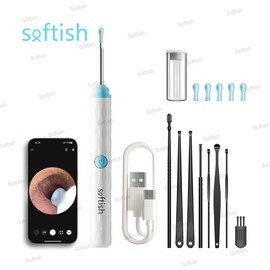 Softish Ear Wax Removal Tool with Camera ，Portable Type-C Rechargeable Ear Cleaner ,Waterproof Endoscope Ear Cleaning Tool ， Winter & New Year Gift Set ，Valentine's Day Stocking Filler - Color: White