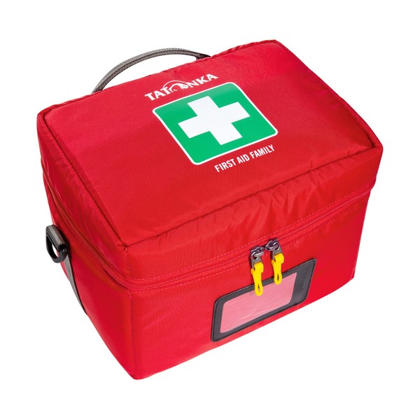 Tatonka First Aid Family (ohne Inhalt) - Erste-Hilfe Tasche zum selber Befüllen - Mit mehreren, ausklappbaren Fächern, funktionaler Unterteilung und Klappdeckel - 25 x 18 x 18 cm (red)