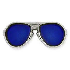 PinMart Trendy Silver and Blue Lenses Aviators Sunglasses Enamel Lapel Pin - 10 Pack