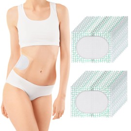 24 Pack Disposable Castor Oil Pack Wrap, Self-Adhesive PU Film Castor Oil Patches for Belly Button Water-Resistant No Leakage Organic Cotton Pads for Home and Travel 6.2x4.3‘’