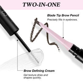 GEUUFEA Eyebrow Pencil and Gel Duo, Multi Use Eyebrow Gel, 2-in-1 Brow Pen and Brow Gel Shaping, 104pcs Adjustable Eyebrow Stamp Stencil Kit, Smudge-proof Long-Lasting Hold Brow Pen