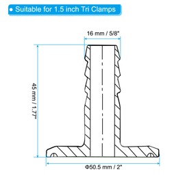PATIKIL 1.5in Tri Clamps to 5/8in Hose Barbed Adapter, 2pcs Sanitary Tri Clamps Hose Barb Fitting 304 Stainless Steel Pipe for Brewery Winery Food Processing Equipment