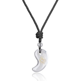COAI Four God Beasts Gold Carving Crystal, Perfect for Home Evil Protection Magatama Amulet Pendant/Necklace, Adjustable Length, Men's, Women's,, onyx, Onyx