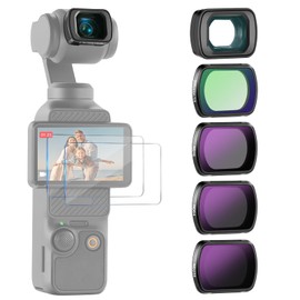 Neewer ND Filter Set (4 Pack) Compatible with DJI Osmo Pocket 3 Creator Combo Accessories with 0.75X Wide Angle Lens & Screen Protectors, ND16 ND64 ND256 Black Diffusion 1/4 Pro Mist Filter, FL-B14