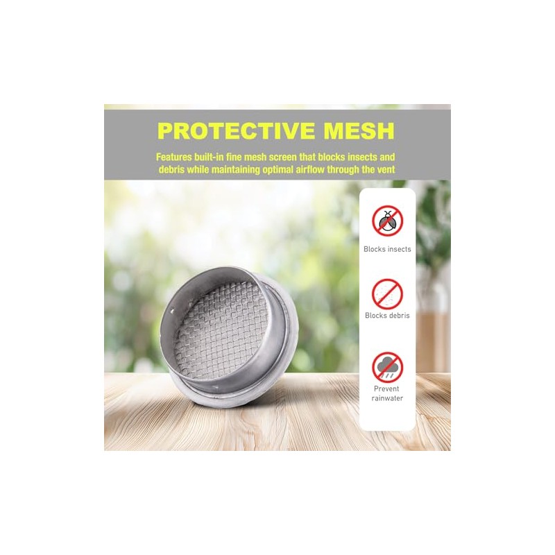Round Aluminum Louver with Insect Screen, 2 Inches, White, 6-Pack