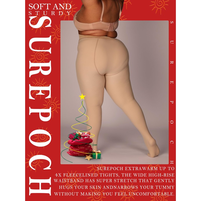 SUREPOCH Plus Size Fleece Lined Tights for Women, Winter Fake