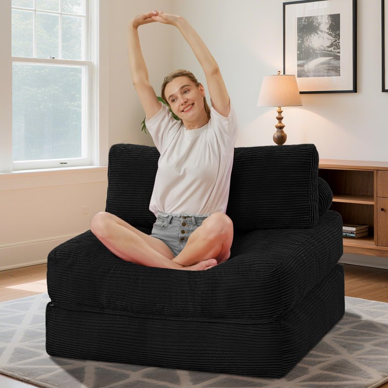 HABUTWAY Folding Sofa Bed, Convertible Sleeper Chair Bed w/Dual-Pillow &
