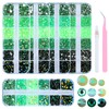 Sinyanail Green Flatback Rhinestones Kit for Nails, 12780pcs 2-6mm Mixed