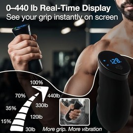 Entrenador digital de fuerza de agarre, fortalecedor de agarre de mano de 0-420 libras con visualización en tiempo real (sin sonido), 2 modos: prueba 