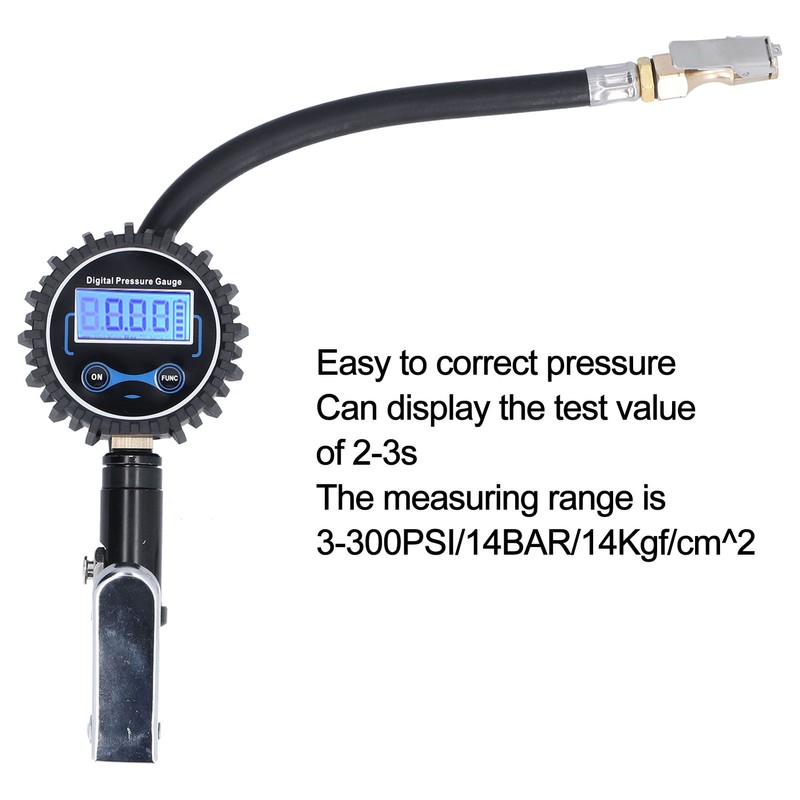300PSI Tire Inflator Meter LCD Digital Display Inflation Pressure Gauge