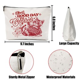 Crochet Gifts Crochet Stuff Crochet Supplies Crochet Accessories Funny Gifts for Knitters Makeup Bag, Cosmetic Bag Travel Skincare Bag Knitting Gifts for Women Crocheters Cat Lovers Mom Mothers Day