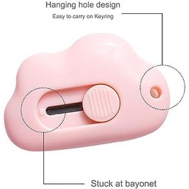 White Mini Cloud Portable Box Cutter Retractable Utility Knife DIY Small Retractable Paper Knife School Stationery Cute Paper Cutter Packages Letters and Cardboard Boxes Opening Paper Roll Cutters