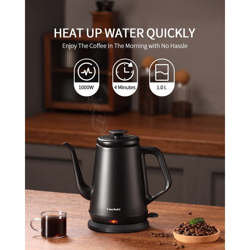 DmofwHi Gooseneck Electric Kettle(1.0L),1000W Electric Tea Kettle of 304 Stainless