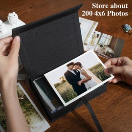 Yopih 4x6 Linen Photo Storage Box - Ideal for Preserving and Organizing Your Precious Photos, Certificates, Scrapbooking Supplies, Keepsakes, and Jewelry Black