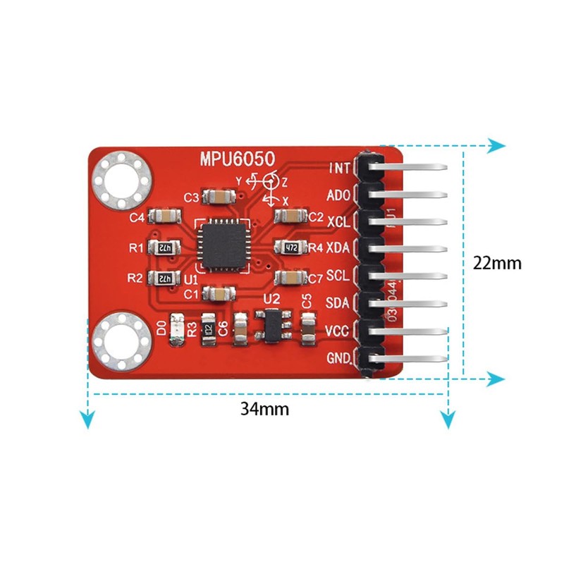 Hoite MPU6050 6 Axis Gyroscope Accelerometer Sensor Module with 16
