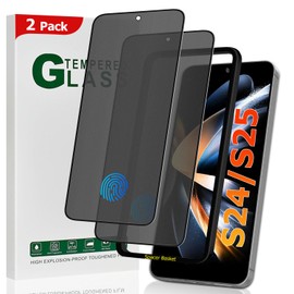 2 Pack Galaxy S24/S25 Matte Anti spy Privacy Screen Protector, 9H Tempered Glass,Anti-Glare Anti-Scratch, Smooth and Responsive Absolute, No Bubbles, High Definition Clear, With Installation Frame