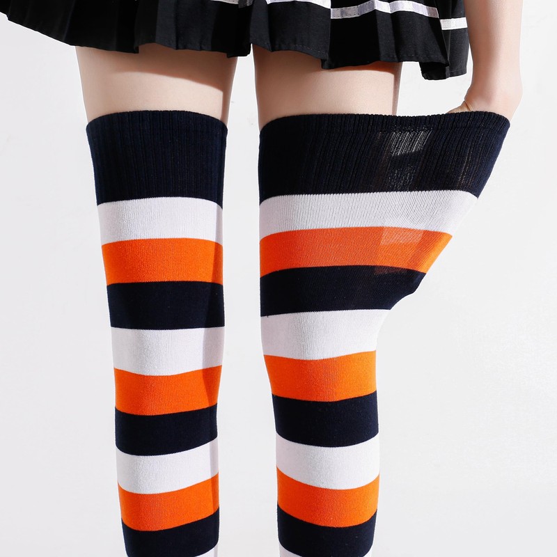 Kayhoma Extra Long Cotton Stripe Thigh High Socks USA Flag
