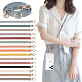 Mavanda Smartphone Shoulder Strap, Mobile Strap, Neck Strap, Leather Strap, Length Adjustable from Approx. 70cm to Approx. 135cm