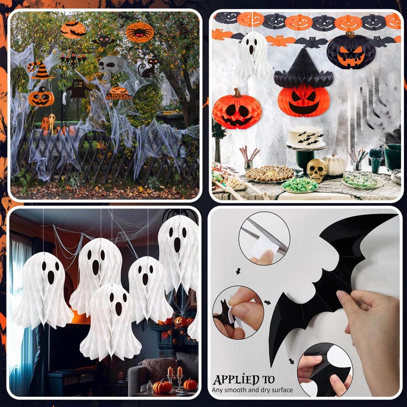 Halloween Decorations Outdoor And Indoor Set,60 Pcs Scary 3D Bat