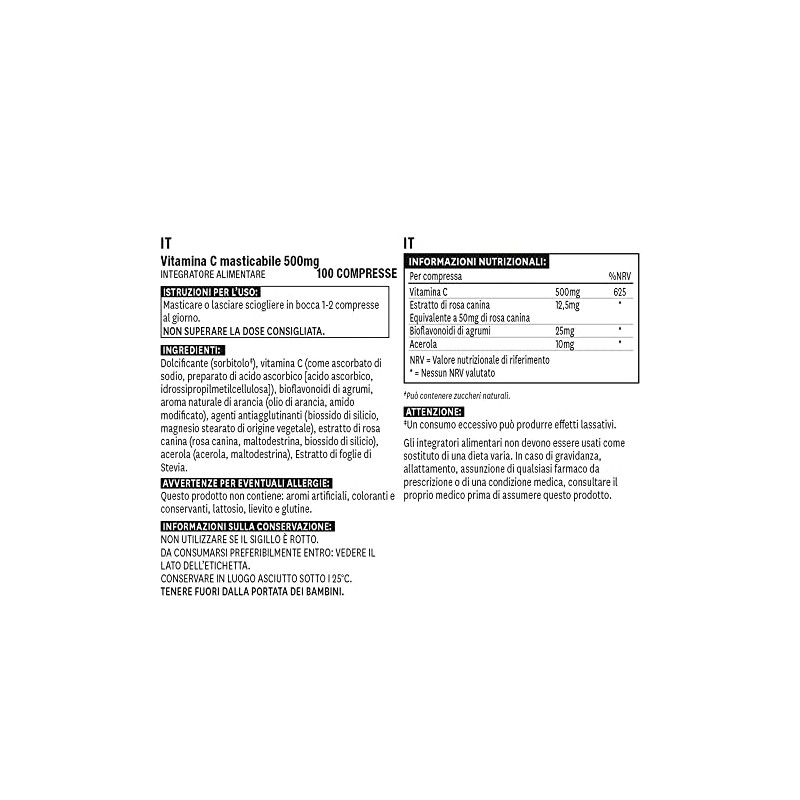 Natures Aid Chewable Vitamin C 500 mg, Sugar Free, Suitable