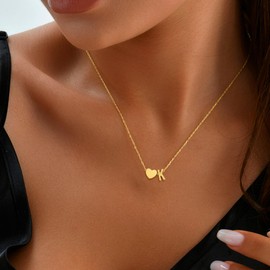 JNZSSWHJJH Heart Initial Necklaces for Women, 18K Gold Plated I Initial Necklace Heart Necklace for Girls Dainty Gold Initial Necklaces for Women Jewelry Gifts for Teen Girls Mom Grandma Sister