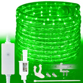 West Ivory 762LEDs, 100ft Green Outside LED Rope Light, 8 Modes, Connectable Outdoor Permanent Waterproof Accent Exterior Lighting, PVC Case, Holiday, Backyard Patio, Home Garden, Decorative