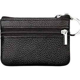 Moorle Women's Genuine Leather Coin Purses Mini, Key Purse, Black Purse Coin Bag Small Men, Key Bag Leather Bag with Key Ring