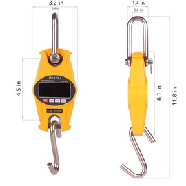Klau Digital Hanging Scales 300 Kg / 600 lb SF-918 Heavy Duty Crane Scale Yellow for Home Farm Hunting