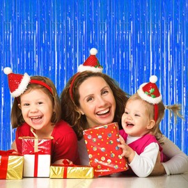 2 Pack Foil Fringe Curtain 3ft x 6.5ft,Foil Fringe Curtain for Decoration Metallic Tinsel Curtain Backdrop Streamers for Party Birthday Wedding Graduation Decorations (blue)