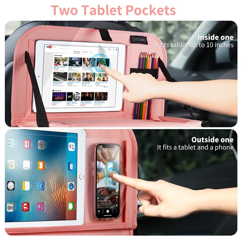 LUCMO Car Backseat Organizer with Tablet Holder,6 Storage Pockets Car