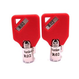 R02 Keys Compatible with Husky Milwaukee & Steel Glide R02 Keys, Tool Box Tool Chest Replacement Lock Keys, 2 Cut R02 Replacement Keys with Red Caps. Vertikee(TM)