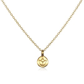 Satya Jewelry 18K Yellow Gold Plated Mini Lotus Women's Necklace, 18"